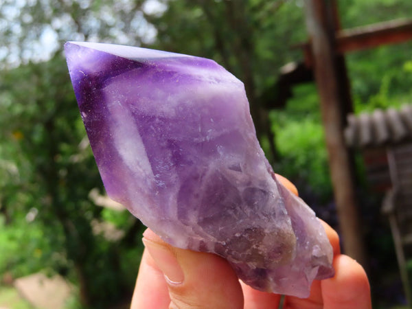 Natural Witches Hat Chevron Amethyst Quartz Crystal With Polished Tips x 6 From Zambia - TopRock