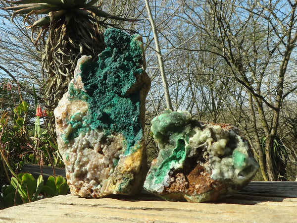 Natural Malachite In Matrix Specimens x 2 From Congo - Toprock Gemstones and Minerals 