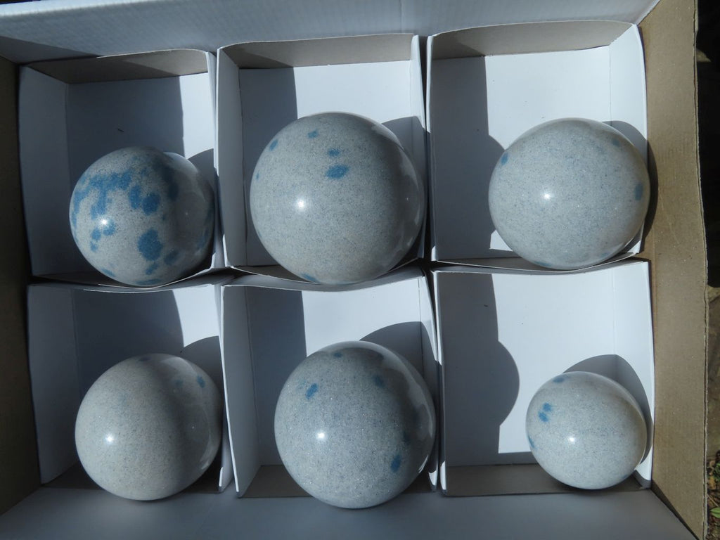 Polished Blue Spotted Spinel Spheres x 6 From Madagascar - TopRock