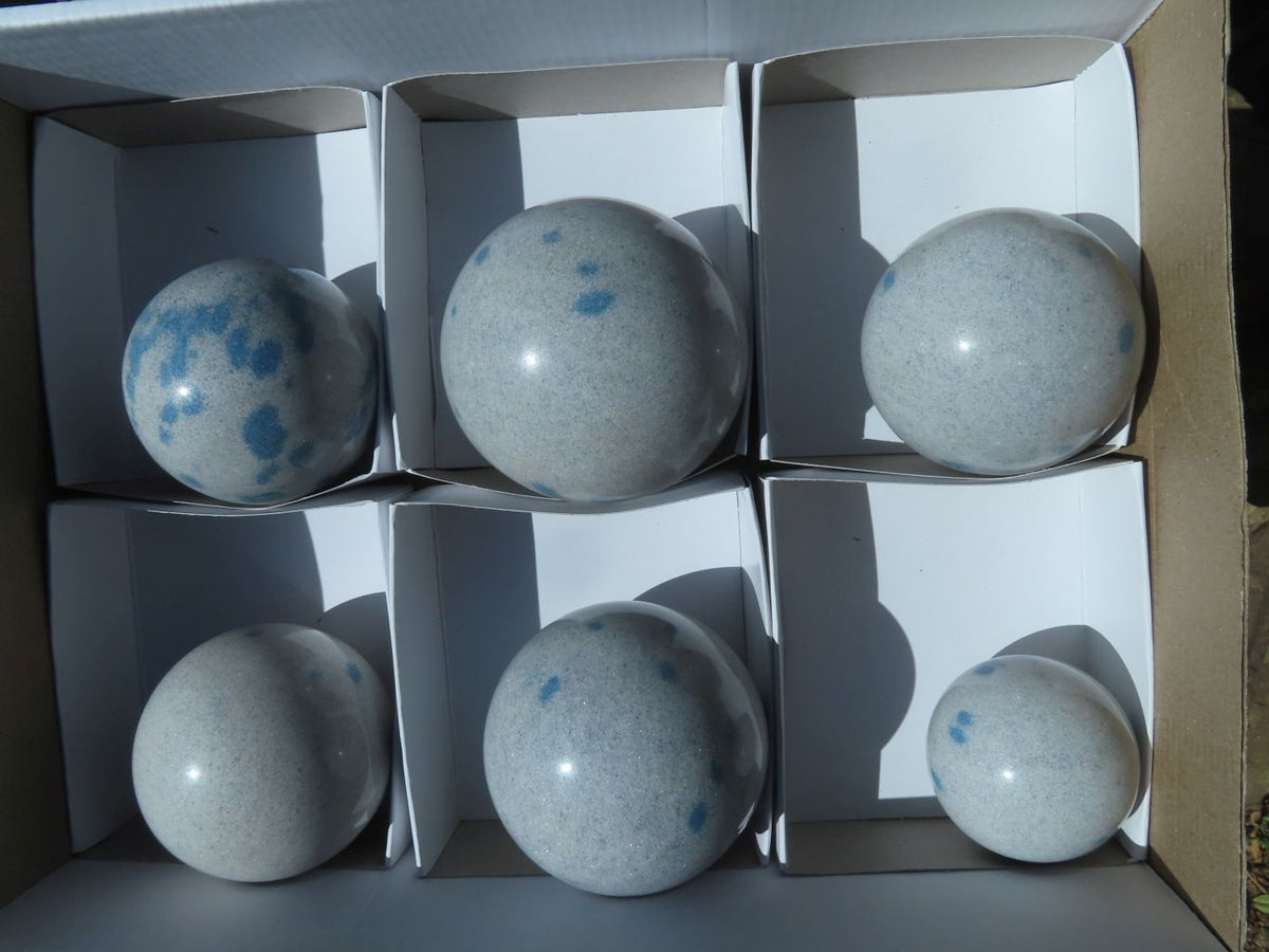 Polished Blue Spotted Spinel Spheres x 6 From Madagascar - TopRock