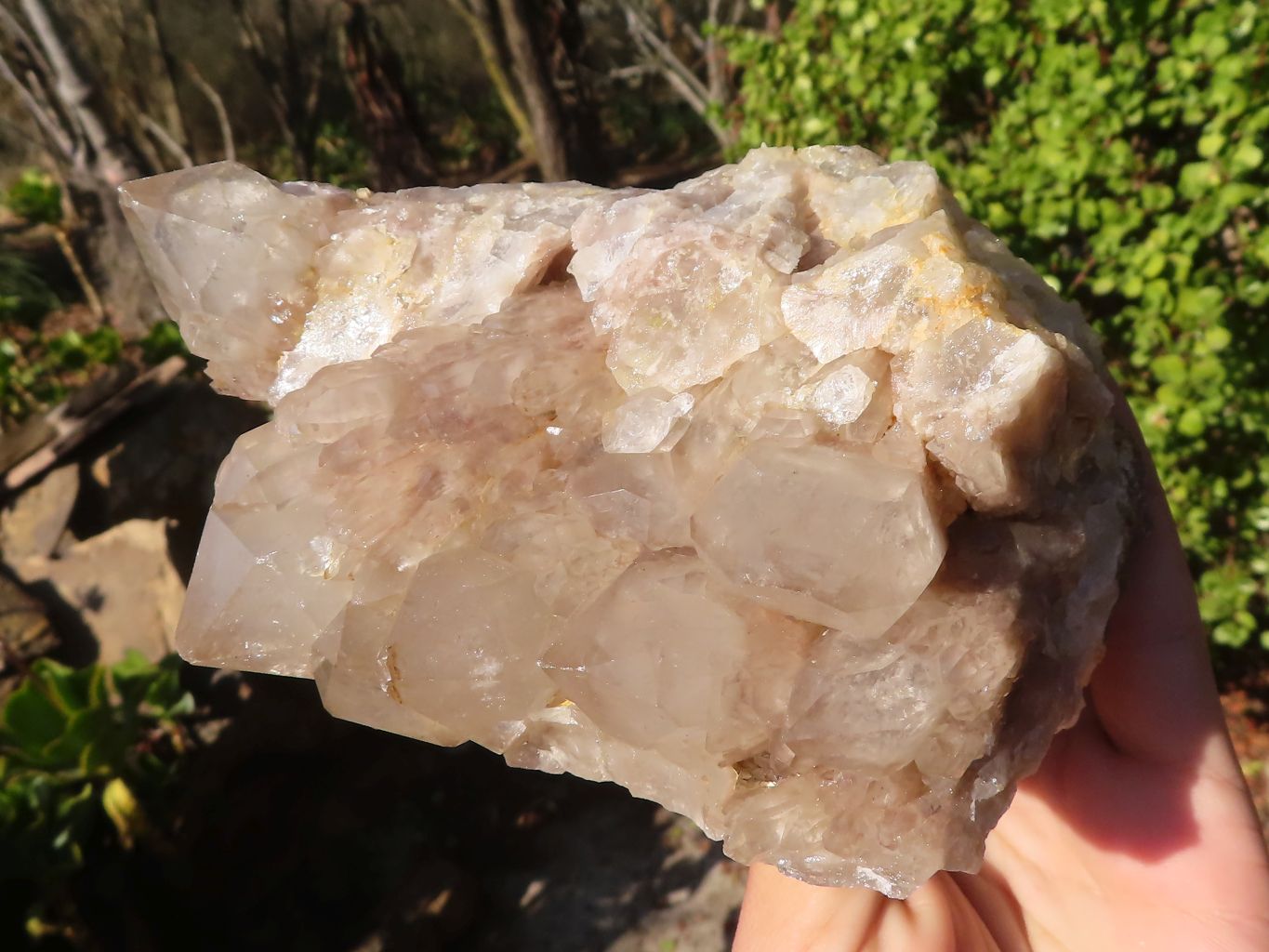 Natural White Phantom Smokey Quartz Clusters x 2 From Luena, Congo - Toprock Gemstones and Minerals 