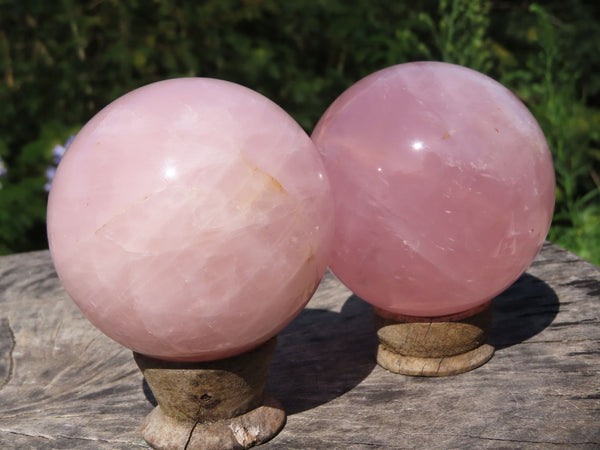Polished Pink Rose Quartz Spheres x 4 From Madagascar - TopRock