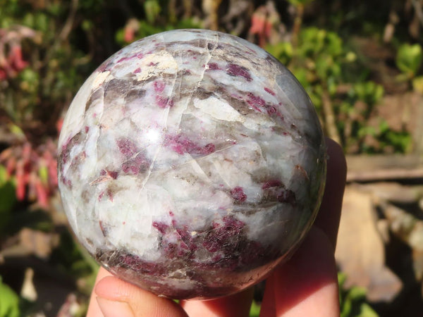 Polished Pink Rubellite In Feldspar & Quartz Matrix Spheres  x 6 From Madagascar