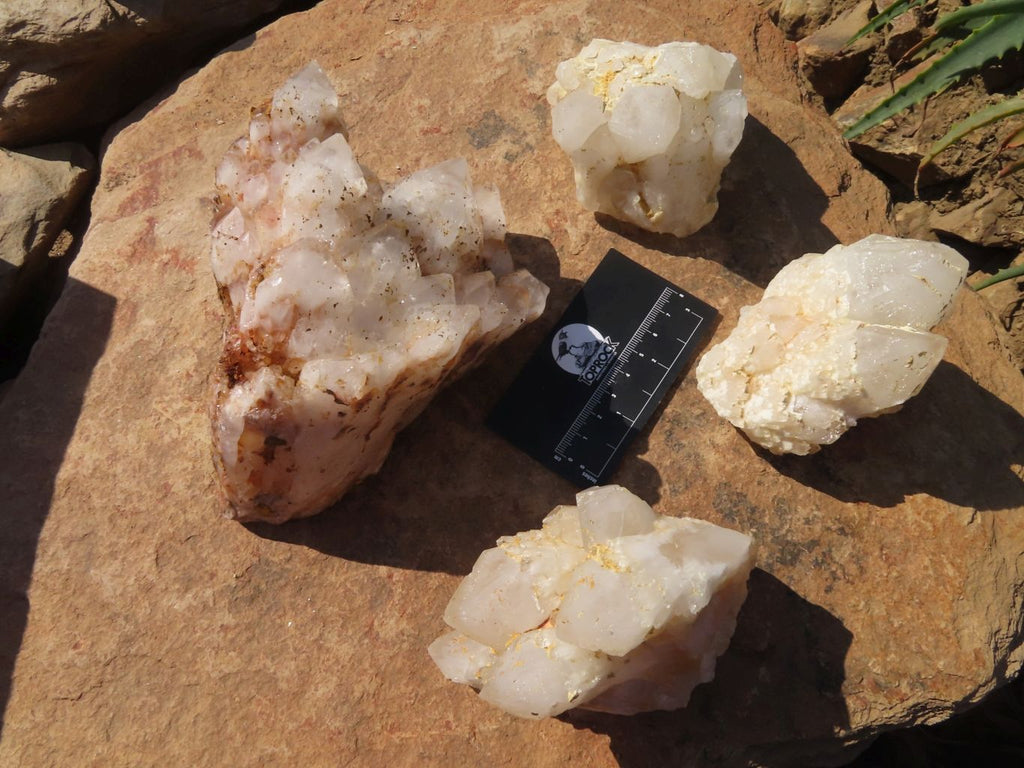 Natural Cascading Quartz Clusters With Cathedral Window Faces x 4 From Ambatfinhandrana, Madagascar - TopRock