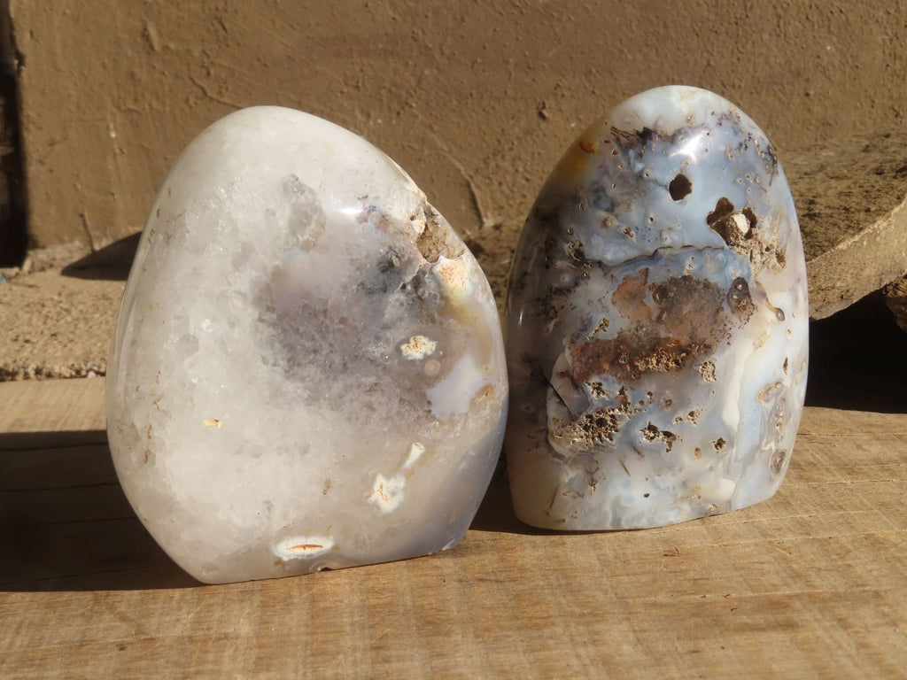 Polished Agate Standing Free Forms x 2 From Madagascar - Toprock Gemstones and Minerals 