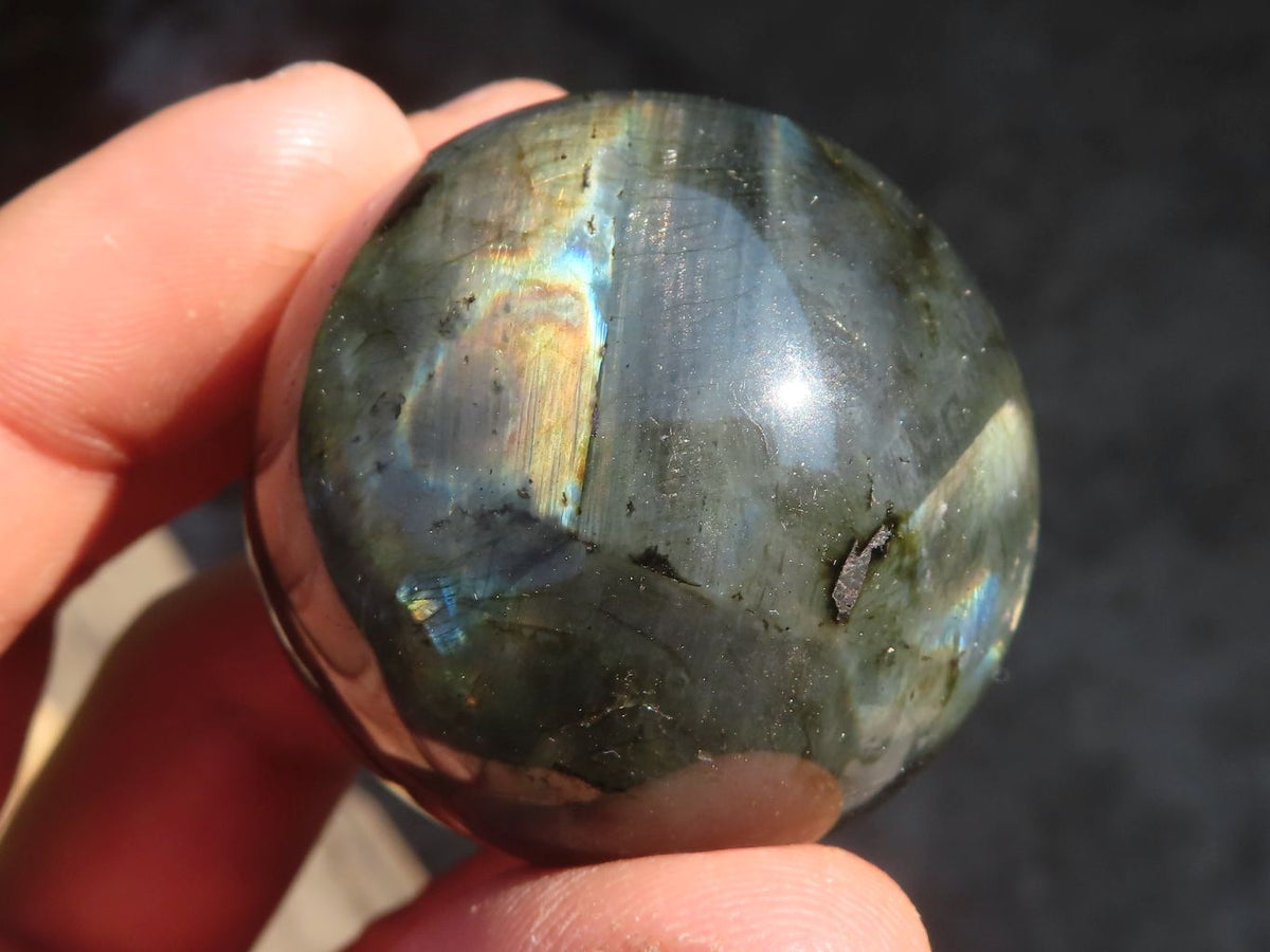 Polished Rare Flashy Labradorite Spheres x 6 From Tulear, Madagascar - Toprock Gemstones and Minerals 