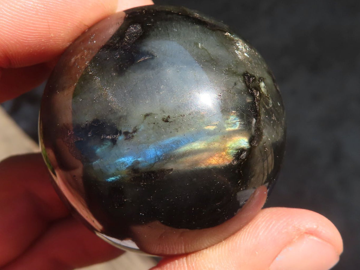 Polished Rare Flashy Labradorite Spheres x 6 From Tulear, Madagascar - Toprock Gemstones and Minerals 