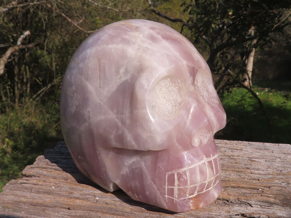 Polished XXL Pink Rose Quartz Skull Carving  x 1 From Madagascar - TopRock