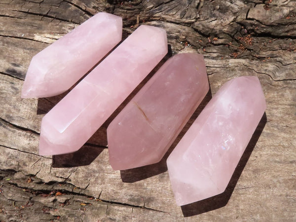 Polished Double Terminated Rose Quartz Points  x 4 From Madagascar - TopRock