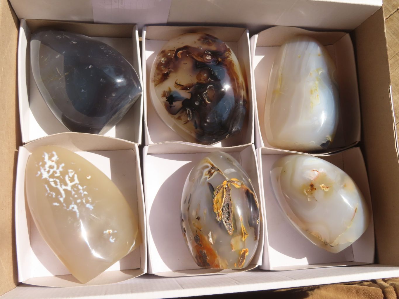 Polished Agate Standing Free Forms x 6 From West Coast, Madagascar - Toprock Gemstones and Minerals 
