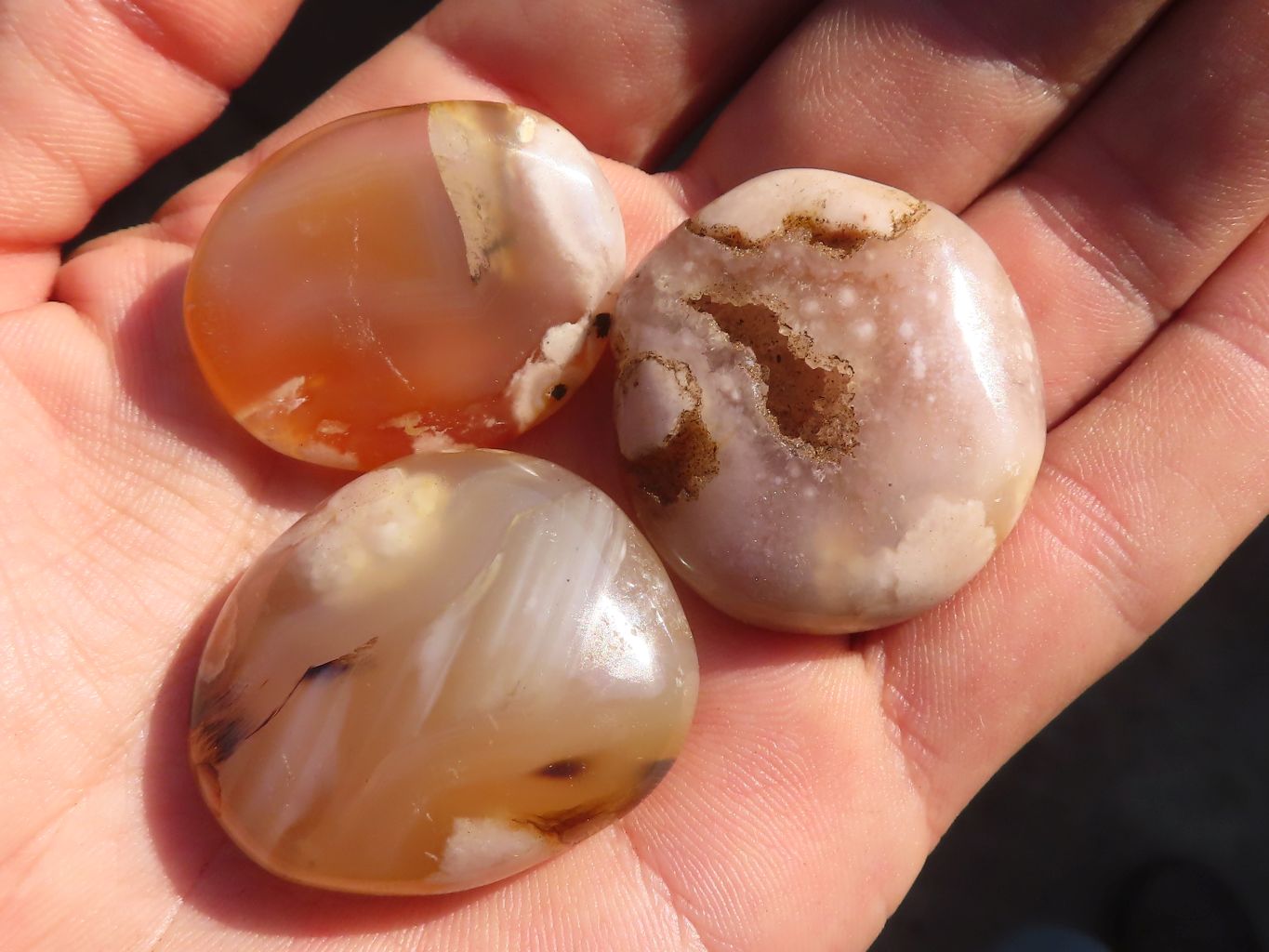 Polished  Small Ocean  Flower Agate Palm Stones  x 35 From Madagascar - Toprock Gemstones and Minerals 
