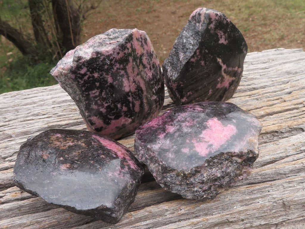 Polished Semi Polished Rhodonite Free Forms  x 4 From Madagascar - TopRock