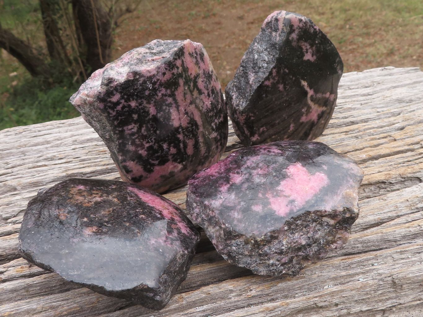 Polished Semi Polished Rhodonite Free Forms  x 4 From Madagascar - TopRock