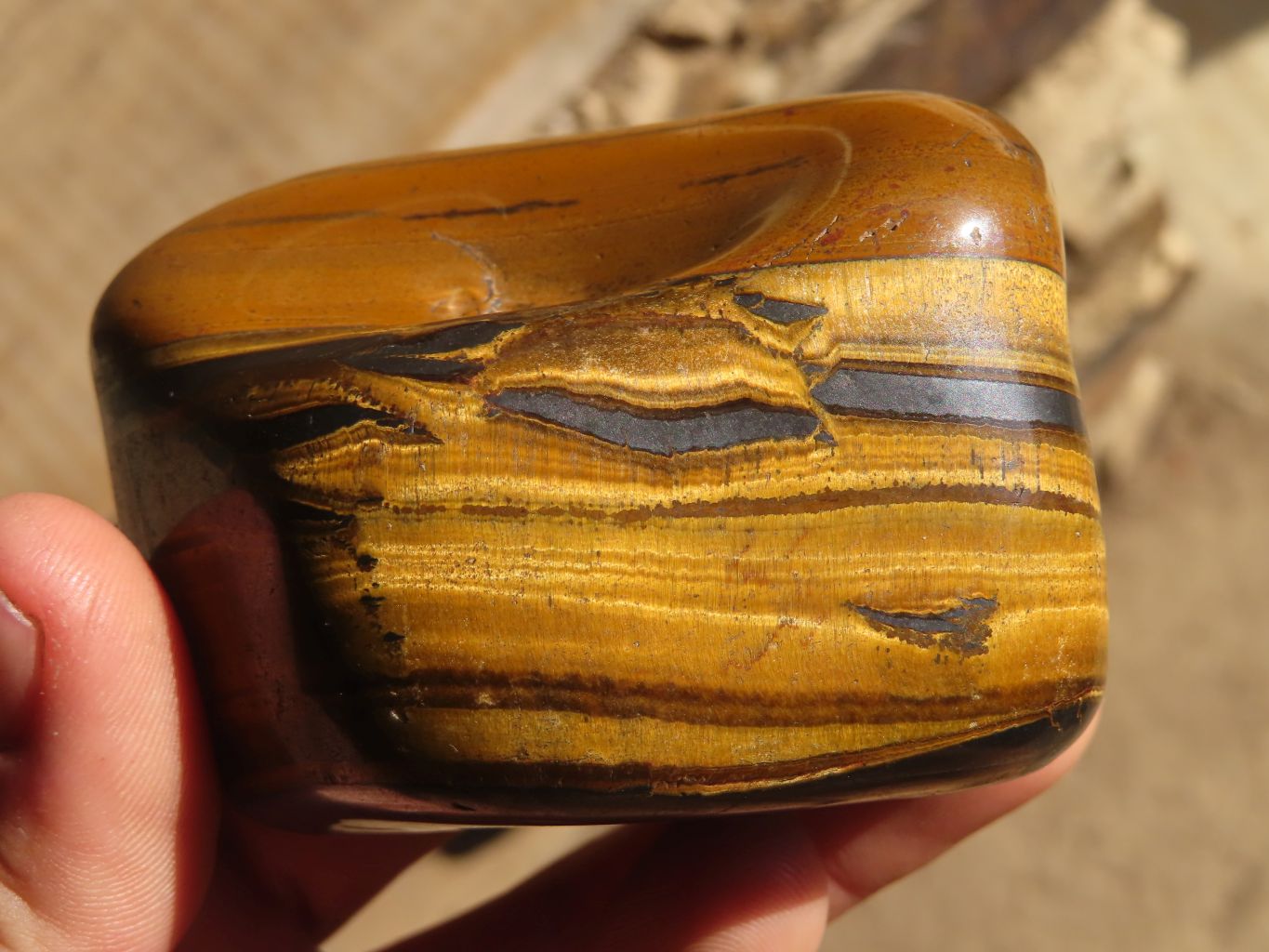 Polished Golden Tigers Eye Free Forms x 6 From Prieska, South Africa - Toprock Gemstones and Minerals 