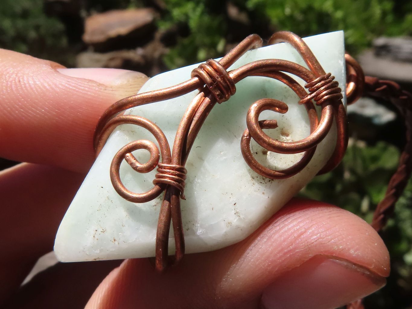 Polished Blue Smithsonite Copper Wrapped Pendants  x 7 From Congo - TopRock