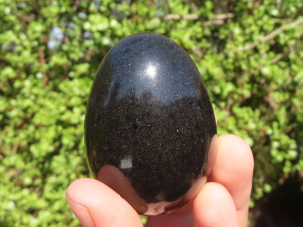 Polished Black Basalt Eggs  x 6 From Antsirabe, Madagascar - Toprock Gemstones and Minerals 