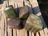 Polished  Fluorescent Ruby Corundum In Chrome Verdite Free Forms x 4 From Zimbabwe - Toprock Gemstones and Minerals 