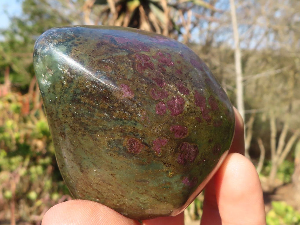 Polished  Fluorescent Ruby Corundum In Chrome Verdite Free Forms x 4 From Zimbabwe - Toprock Gemstones and Minerals 