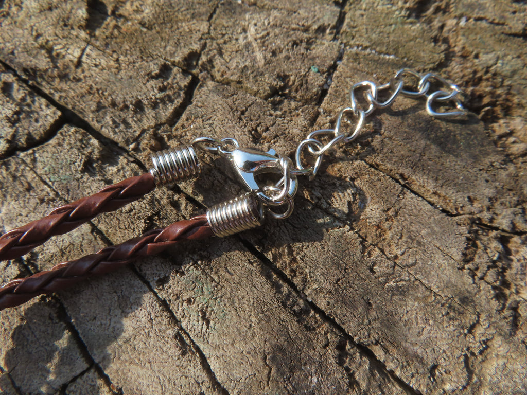 Polished Leopard stone "Great Zimbabwe Bird" Pendant with Copper Wire Wrap and Thong - sold per piece - From Zimbabwe - TopRock