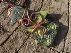 Polished Leopard stone "Great Zimbabwe Bird" Pendant with Copper Wire Wrap and Thong - sold per piece - From Zimbabwe - TopRock