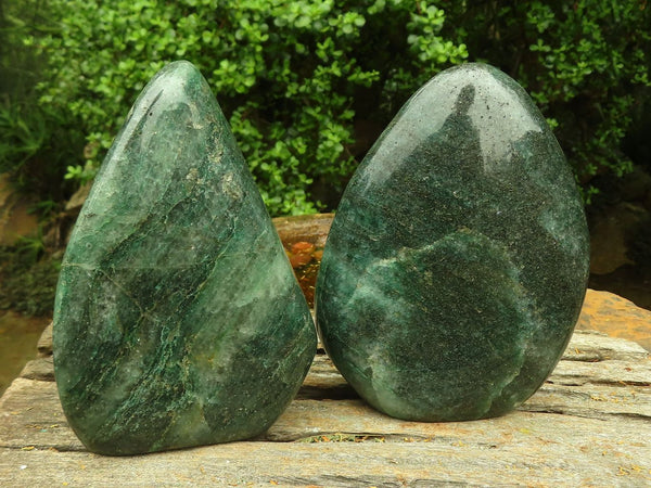 Polished Green Fuchsite Quartz Standing Free Forms  x 2 From Madagascar - TopRock