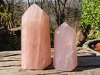 Polished Pink Rose Quartz Points x 2 From Antsirabe, Madagascar - Toprock Gemstones and Minerals 
