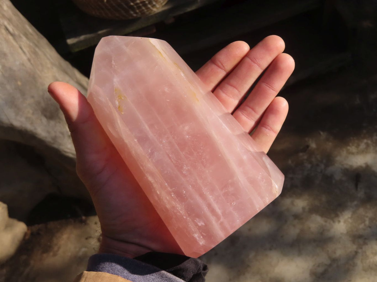 Polished Pink Rose Quartz Points x 2 From Antsirabe, Madagascar - Toprock Gemstones and Minerals 