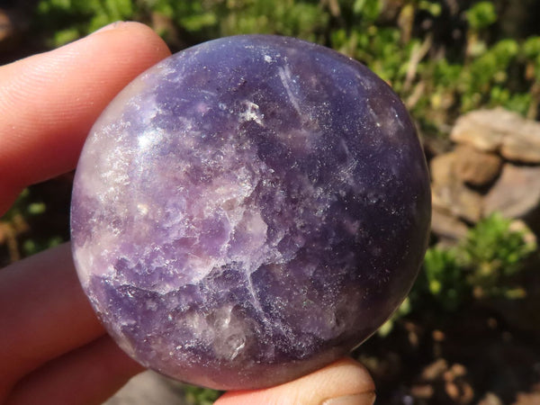 Polished Small Purple Lepidolite Palm Stones  x 12 From Ambatondrazaka, Madagascar