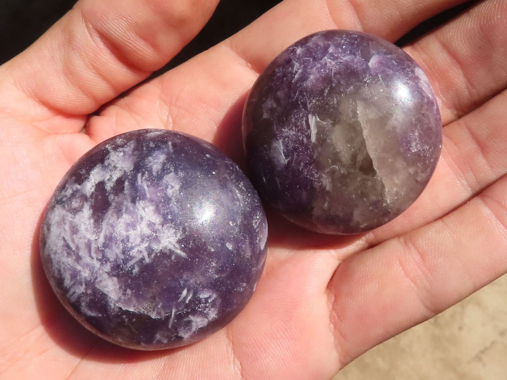 Polished Small Purple Lepidolite Palm Stones  x 12 From Ambatondrazaka, Madagascar - Toprock Gemstones and Minerals 