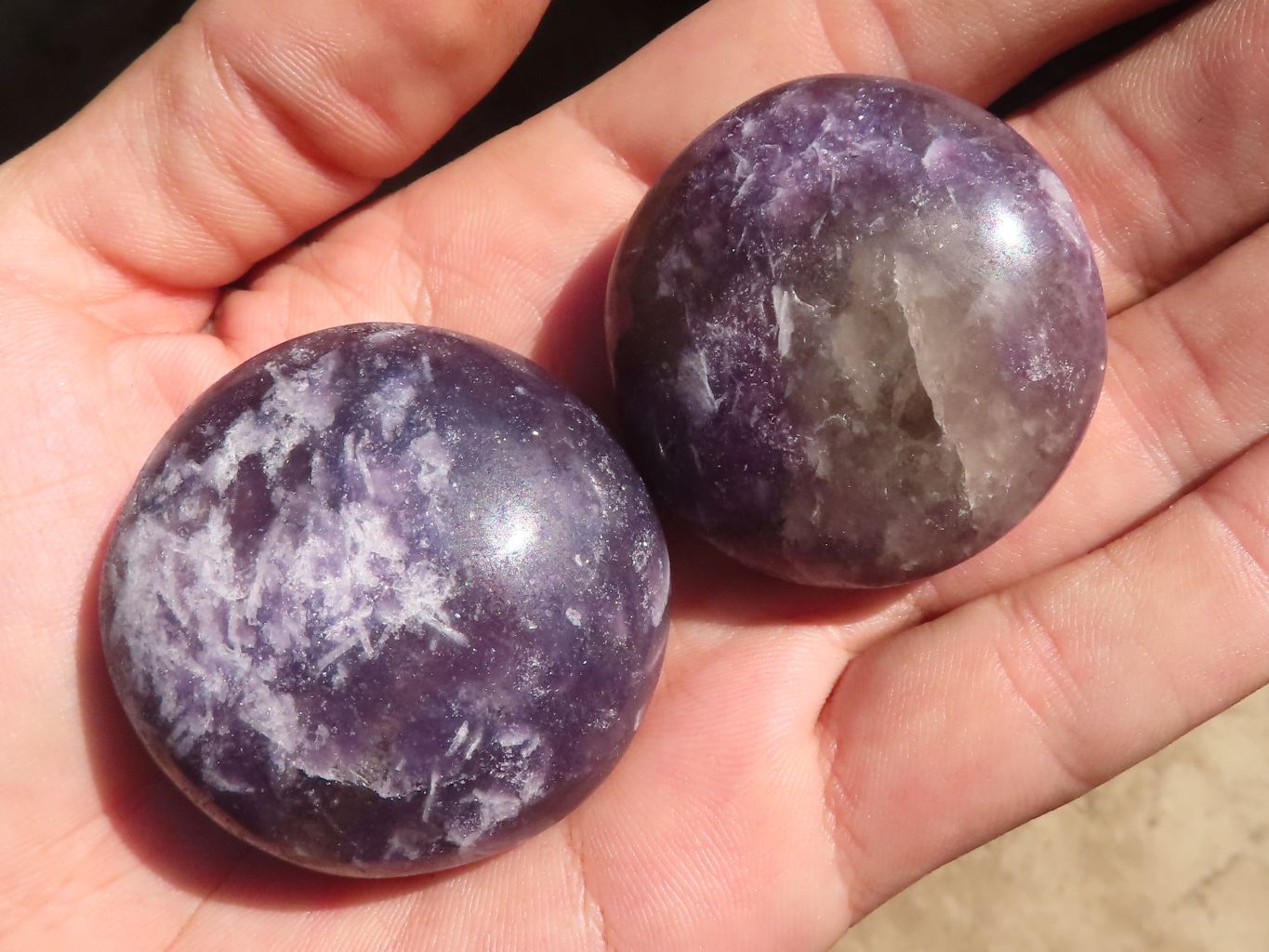 Polished Small Purple Lepidolite Palm Stones  x 12 From Ambatondrazaka, Madagascar - Toprock Gemstones and Minerals 