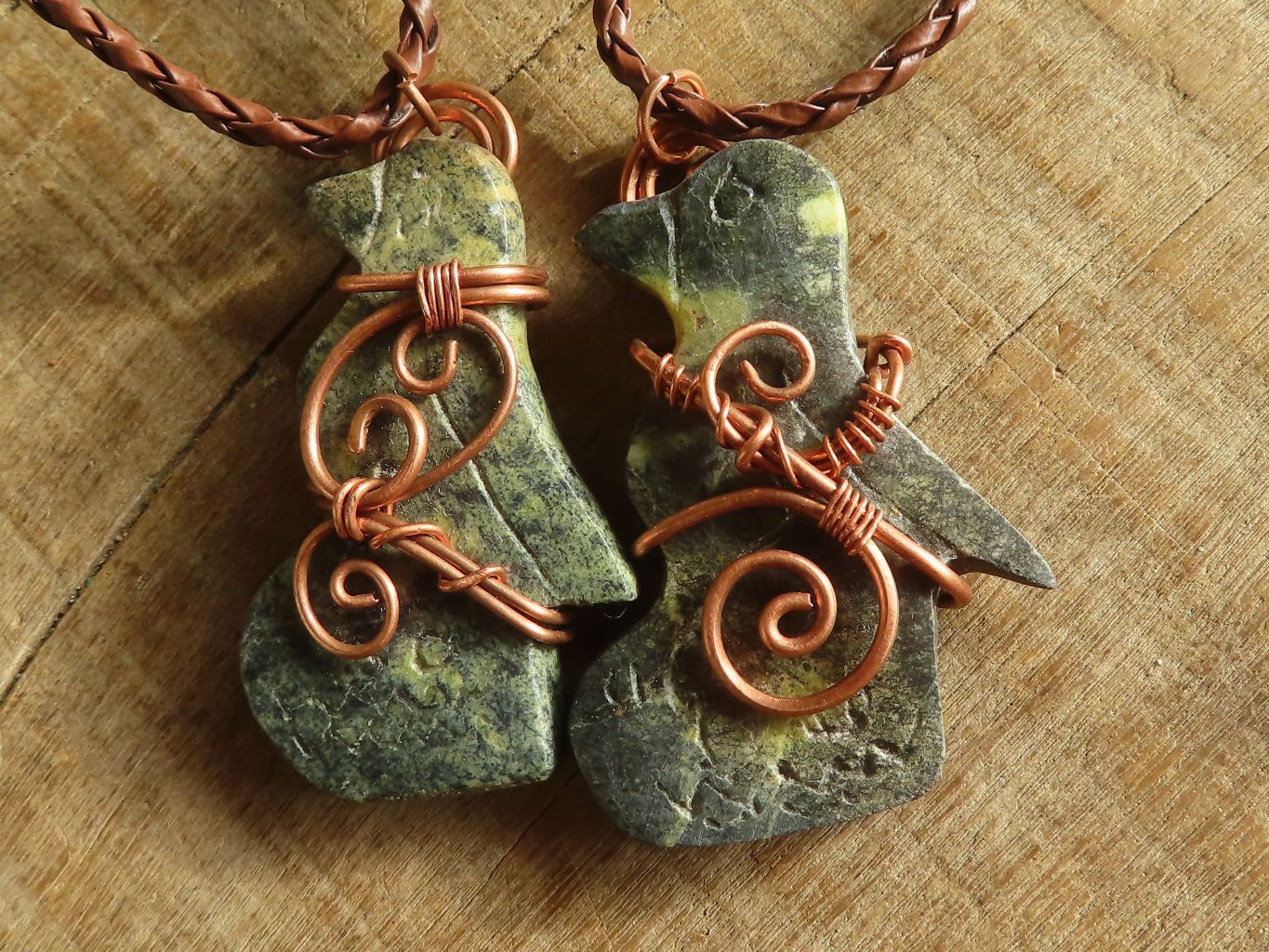 Polished  Copper Wire Wrapped Leopard Stone Eagle Pendants  x 6 From Zimbabwe - Toprock Gemstones and Minerals 