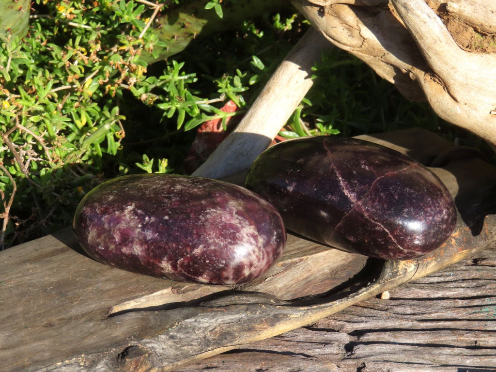 Polished XL Dark Purple Lithium Mica Lepidolite Gallet Free Forms x 2 From Zimbabwe - TopRock
