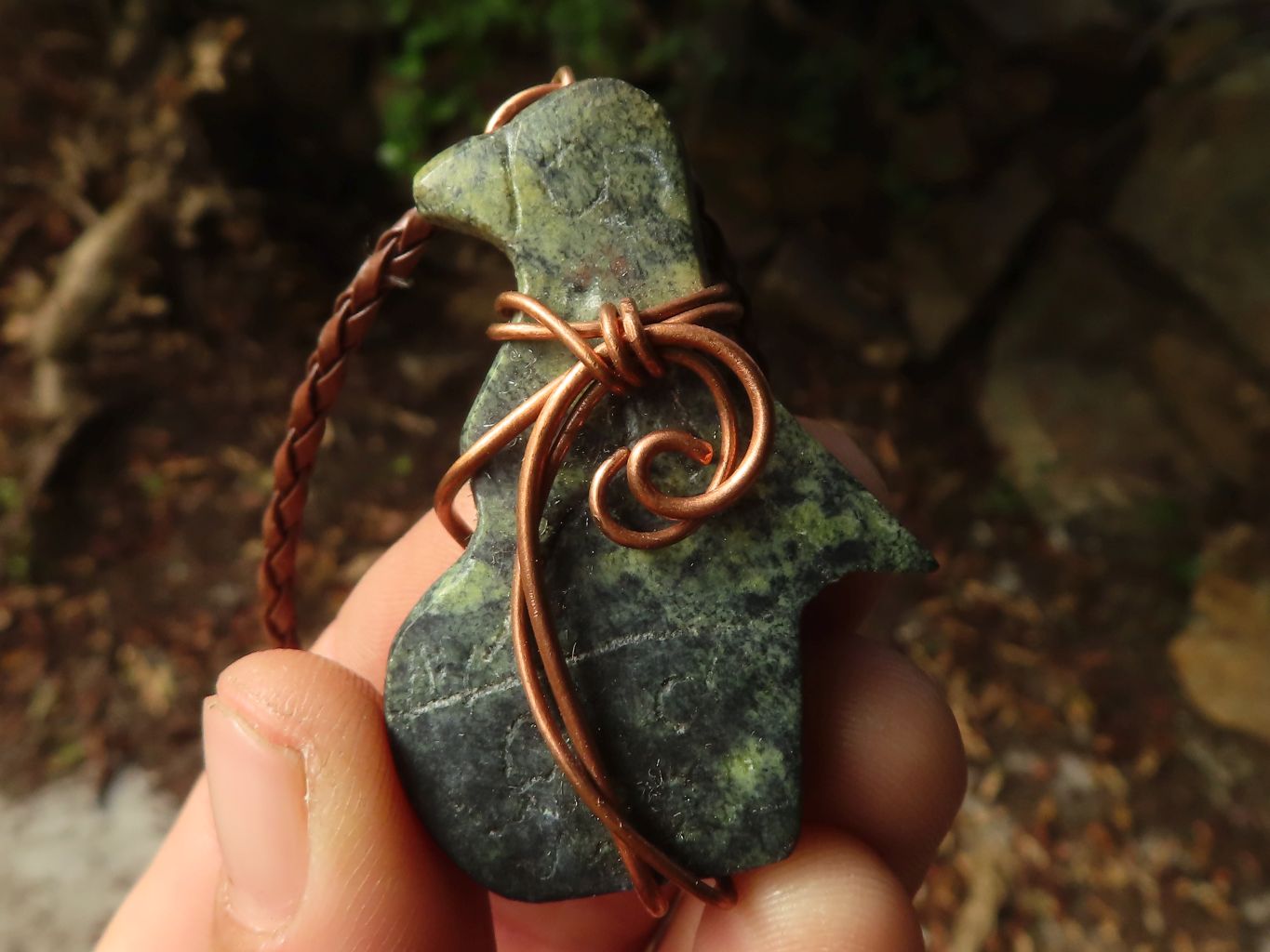 Polished  Copper Wire Wrapped Leopard Stone Eagle Pendants  x 6 From Zimbabwe - Toprock Gemstones and Minerals 