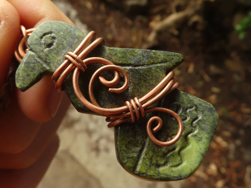Polished  Copper Wire Wrapped Leopard Stone Eagle Pendants  x 6 From Zimbabwe - Toprock Gemstones and Minerals 