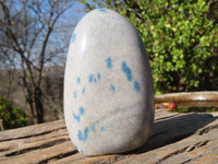 Polished Blue Spotted Spinel Quartz Standing Free Forms x 3 From Madagascar - Toprock Gemstones and Minerals 
