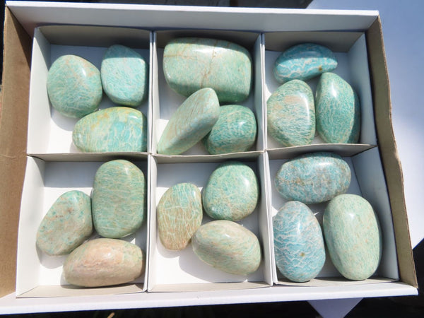 Polished Shimmery Blue Amazonite Gallets & Free Forms x 18 From Zimbabwe - TopRock