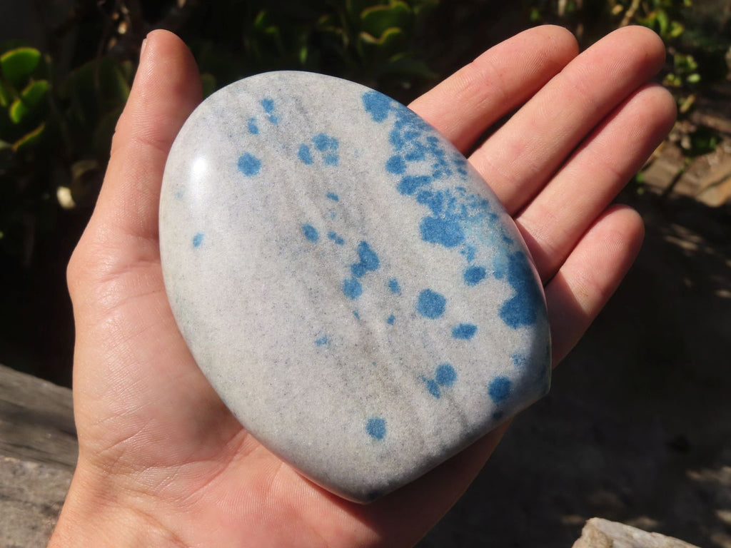 Polished Blue Spotted Spinel Quartz Standing Free Forms x 3 From Madagascar - Toprock Gemstones and Minerals 