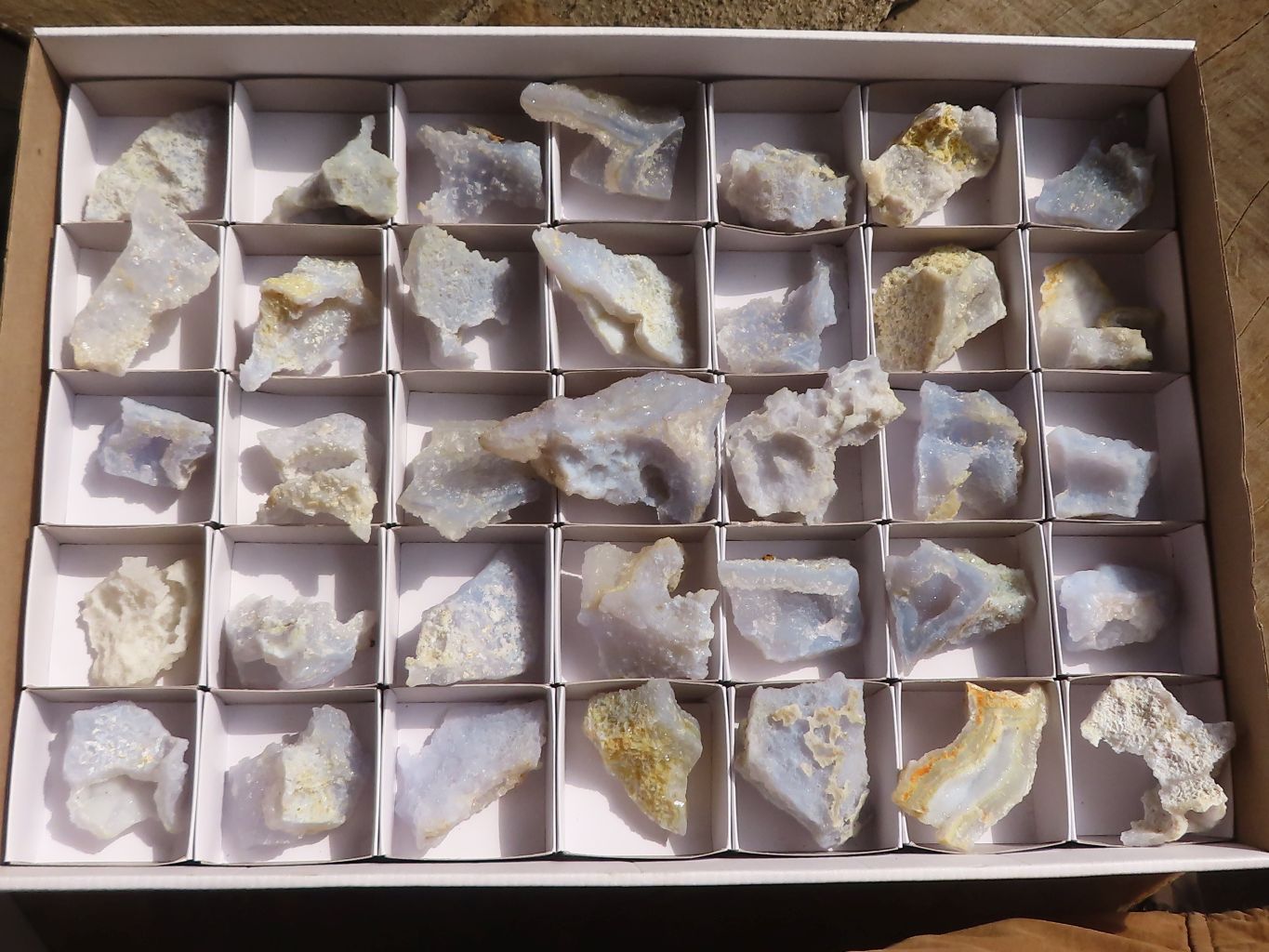 Natural Etched Blue Chalcedony Specimens  x 35 From Nsanje, Malawi - Toprock Gemstones and Minerals 