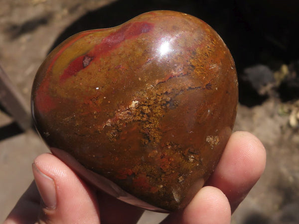 Polished Beautiful Red Flame Jasper Hearts  x 6 From Madagascar - TopRock