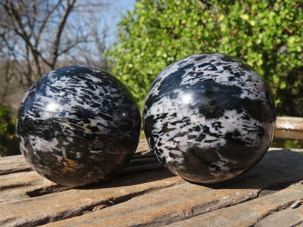 Polished Merlinite Gabbro Spheres  x 4 From Ambatondrazaka, Madagascar - Toprock Gemstones and Minerals 