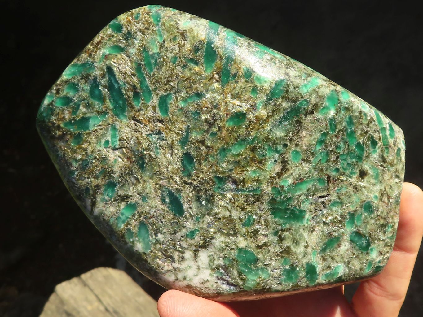 Polished Rare Emerald In Matrix Standing Free Form x 1 From Sandawana, Zimbabwe - Toprock Gemstones and Minerals 