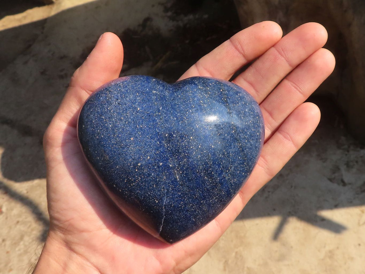 Polished Blue Lazulite Hearts  x 3 From Madagascar - Toprock Gemstones and Minerals 