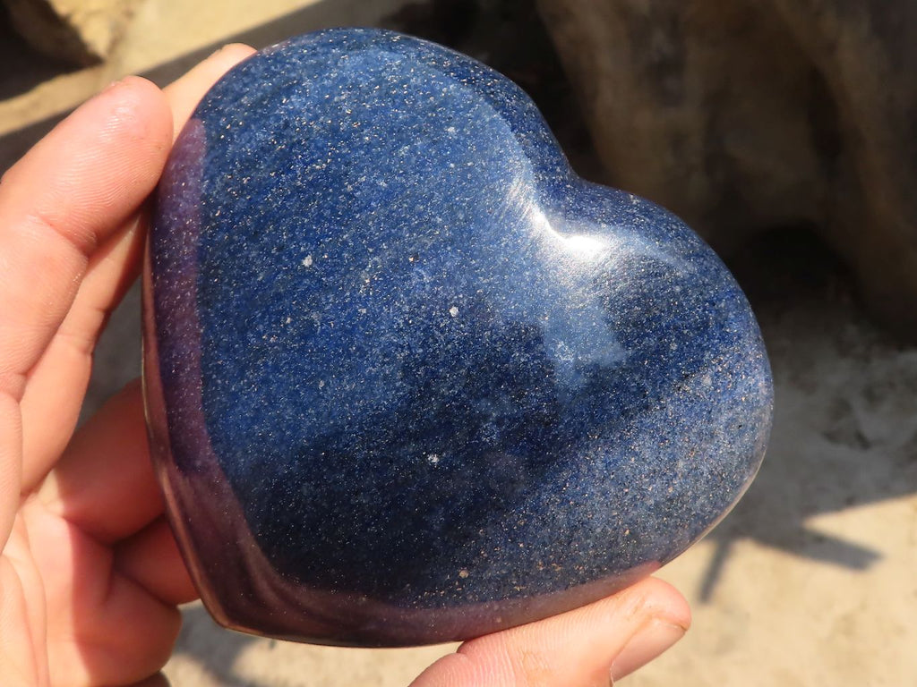 Polished Blue Lazulite Hearts  x 3 From Madagascar - Toprock Gemstones and Minerals 
