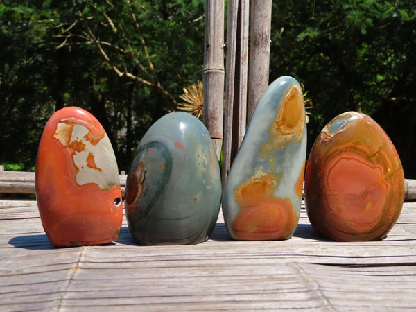 Polished Polychrome Jasper Standing Free Forms x 4 From Madagascar - TopRock