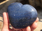 Polished Blue Lazulite Hearts  x 3 From Madagascar - Toprock Gemstones and Minerals 