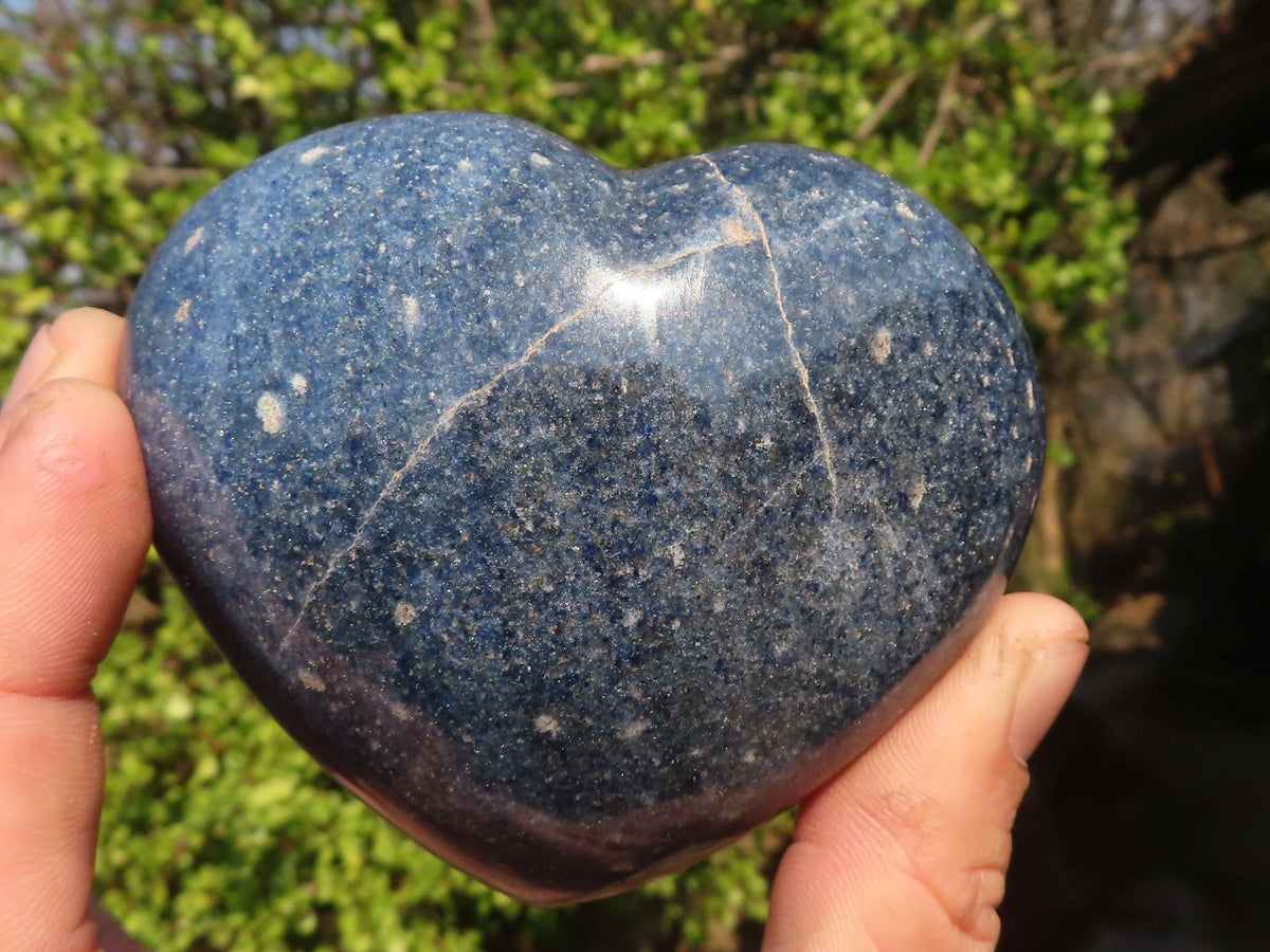 Polished Blue Lazulite Hearts  x 3 From Madagascar - Toprock Gemstones and Minerals 