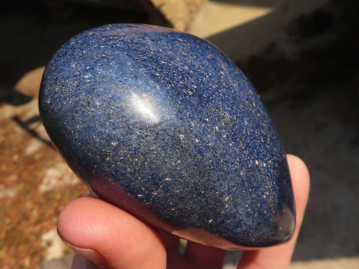 Polished Blue Lazulite Hearts  x 3 From Madagascar - Toprock Gemstones and Minerals 