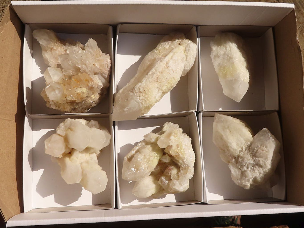 Natural Pineapple Quartz Crystal Clusters  x 6 From Madagascar - Toprock Gemstones and Minerals 