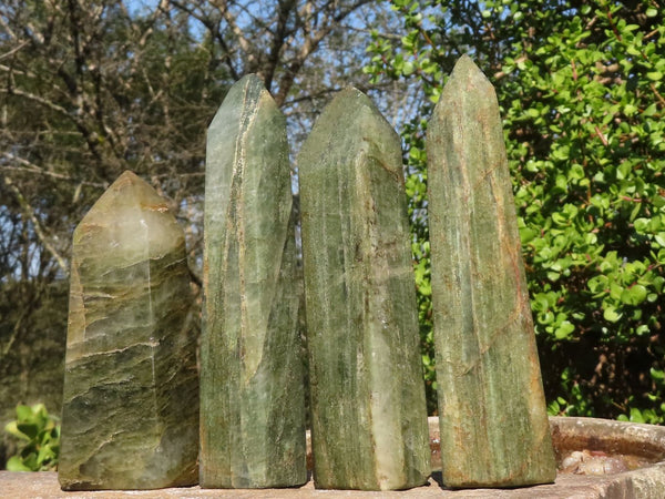 Polished Banded Green Fuchsite Quartz Points  x 4 From Madagascar