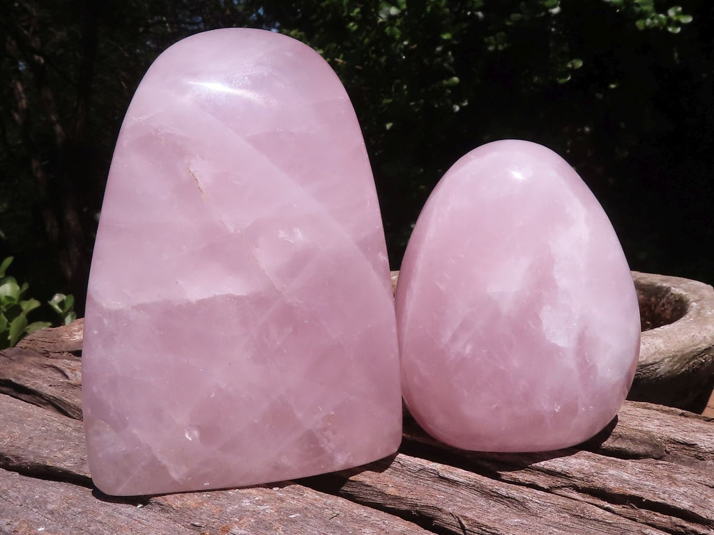 Polished Gemmy Rose Quartz Standing Free Forms  x 3 From Ambatondrazaka, Madagascar - TopRock